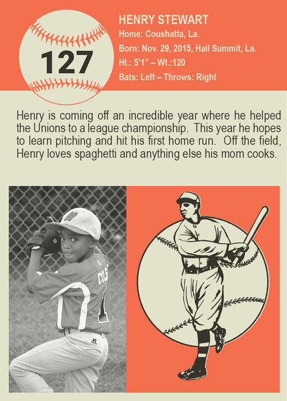 1952 Retro Custom Designed Youth Baseball Cards
