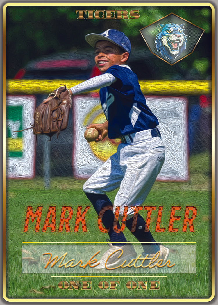 Modern Custom Designed Youth Baseball Cards - Gold Border